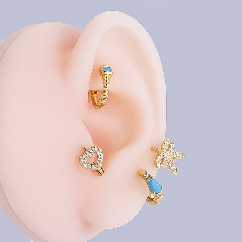 1biji 8mm Hoop Cartilage Earring Tragus Pinna Helix Piercing Silver Gold Ikatan Simpul Bentuk Hati