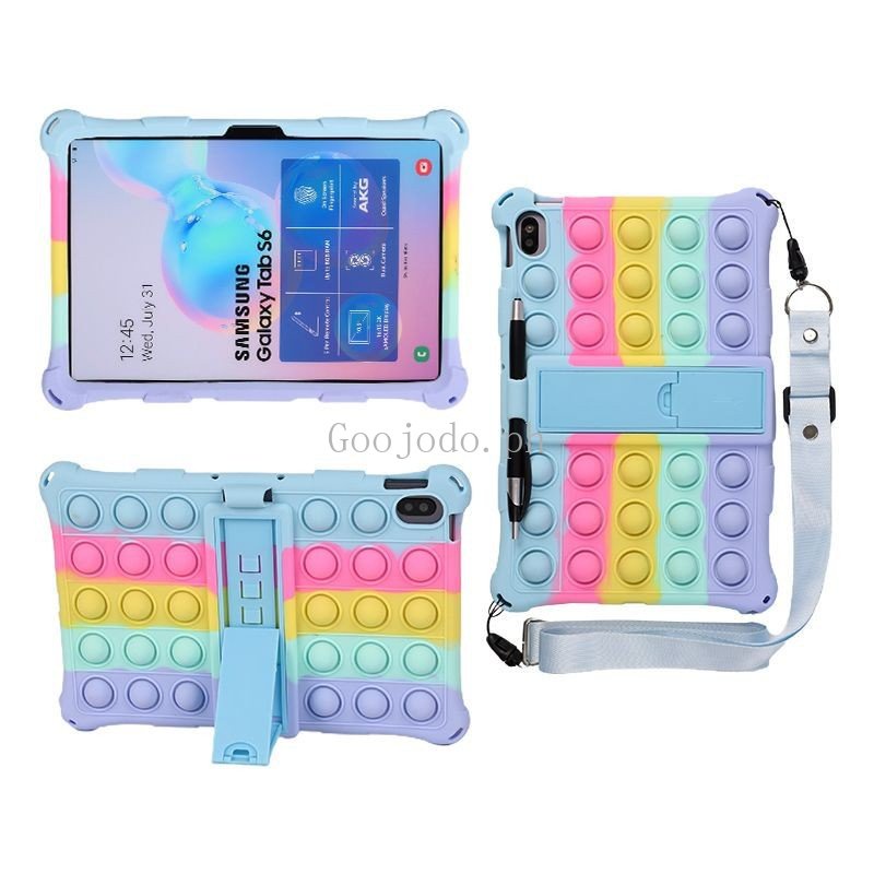 Untuk Oppo Realme Pad 10.4 Inch 2021anak Aman Lembut Silicon Push Bubble Tablet Stand Cover