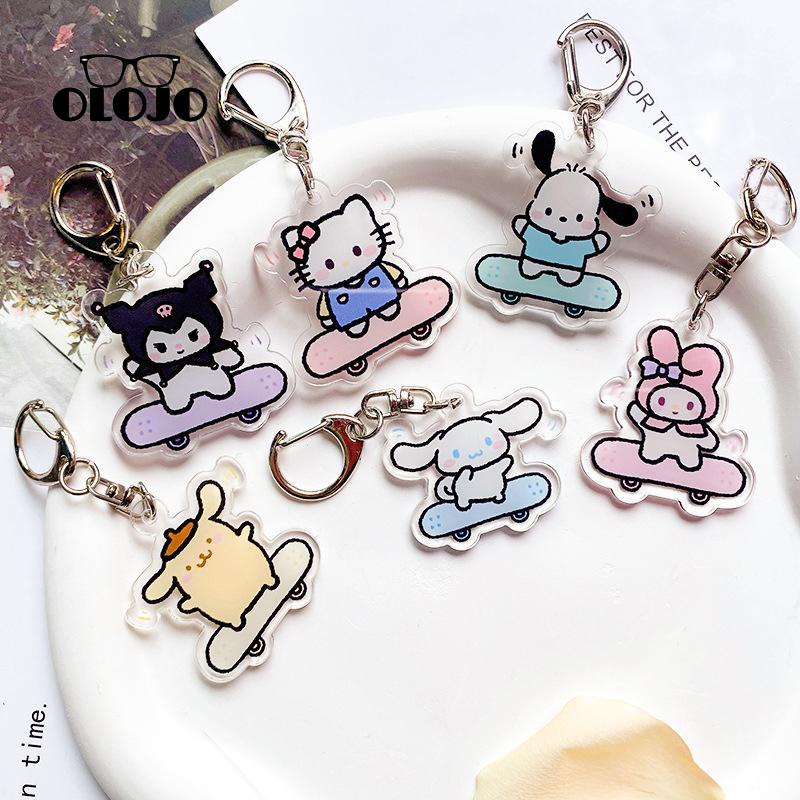 【COD】Samrio Skateboard Gantungan kunci skateboard Acrylic Keychain Kartun Anime