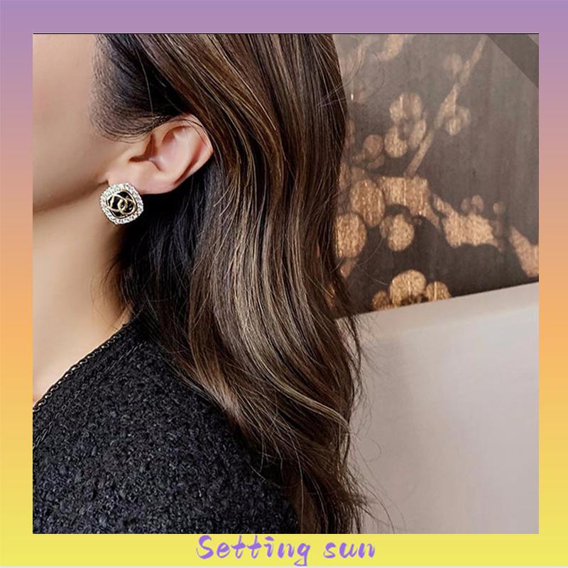 Anting pin perak S925 dengan Huruf zirkonia Anting pejantan berdesain persegi TN