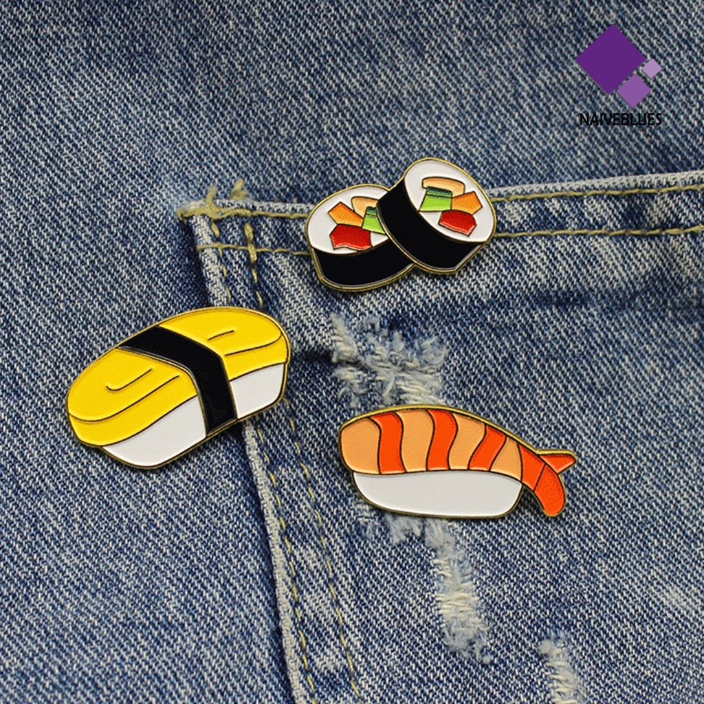 &lt; Naiveblues &gt; Kawaii Sushi Bros Pin Makanan Jepang Enamel Topi Jeans Hadiah Perhiasan
