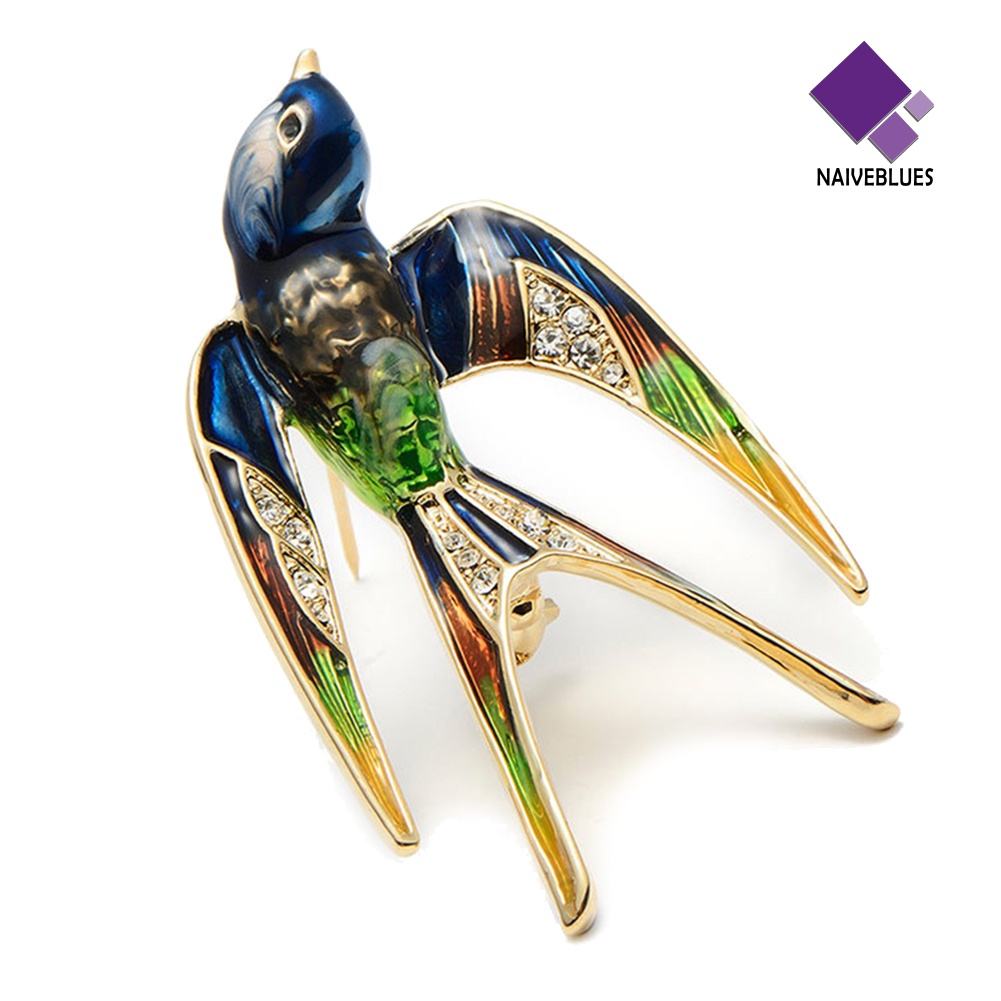 &lt; Naiveblues &gt; Fashion Wanita Enamel Burung Walet Kerah Bros Lapel Pakaian Perhiasan