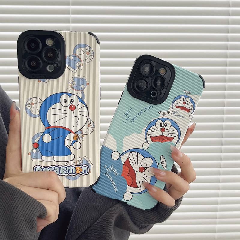 So Cute Doraemon Leather Soft Case iP iPhone 7 8 Plus SE 2020 X XR XS Max 11 12 13 14 Pro Max 14 Plus Women's Girl Lovely Phone Case Camera Protect Missconnie Casing hp