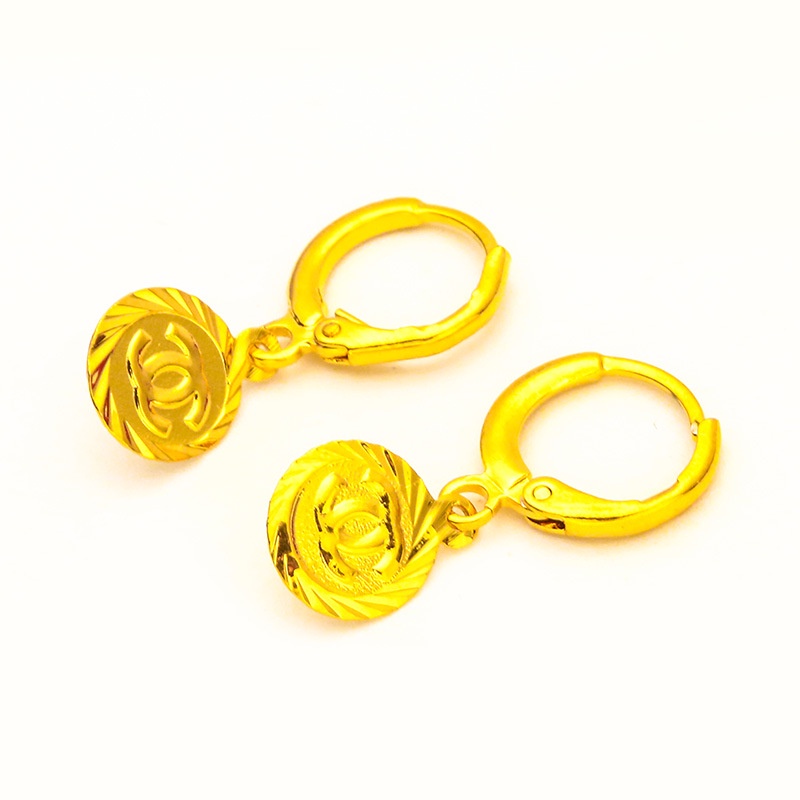 Goldkingdom Perhiasan Fashion 24K Bangkok Aksesoris Ready Stock Wanita Safety Clasp Anting Wanita Model Baru