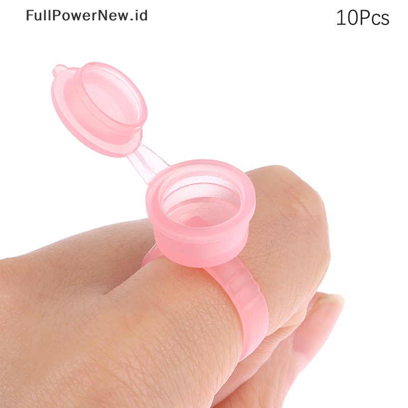 Power 10Pcs Palet Cincin Holder Lem Sekali Pakai Untuk Eyelash Extension Tattoo Pigment ID
