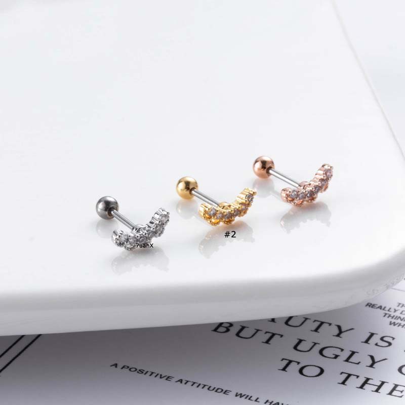 1biji Pin Capung Bentuk Tulang Rawan Tragus Anting Stud Helix Pinna Tindik Lobek 20Gauge Stailness Steel