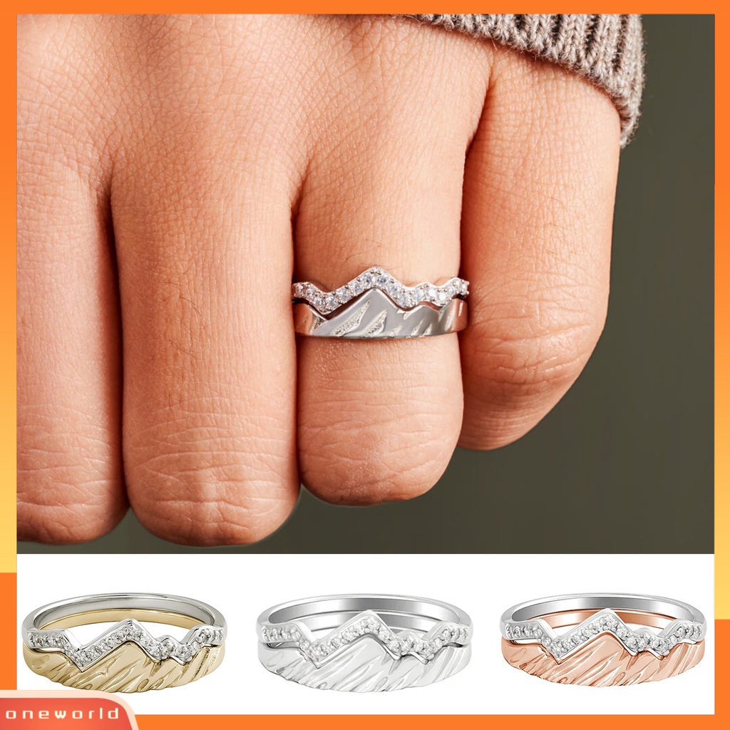 [EONE] Cincin Jari Dapat Ditumpuk Berlian Imitasi Bertatahkan Kepribadian Indah Geometris Dress Up Hypoallergenic Halus Wanita Gunung Cincin Perhiasan Aksesoris