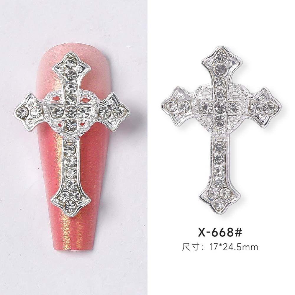 Mxbeauty Cross Nail Rhinestones Fashion Jepang Spider Alloy Cross Nail Hiasan Nail Perhiasan