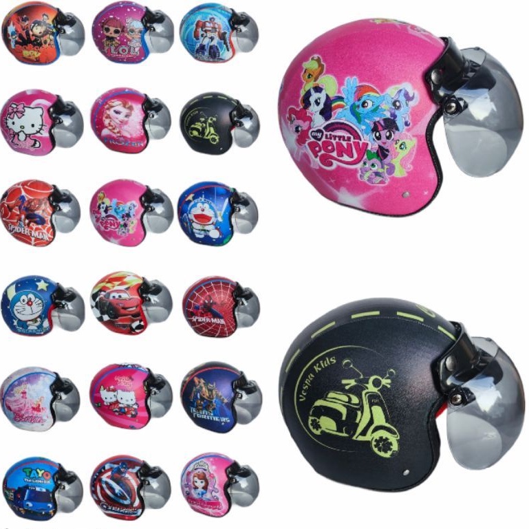 HELM BOGO ANAK Umur 2-6 Thn Free Kaca Cembong Hitam 1kg Muat 2pcs Free Packing BUBBLEWRAP