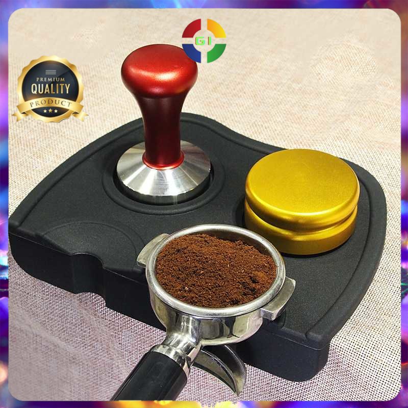 Silicone Holder Mat Tamper Kopi Espresso Barista Black Medium