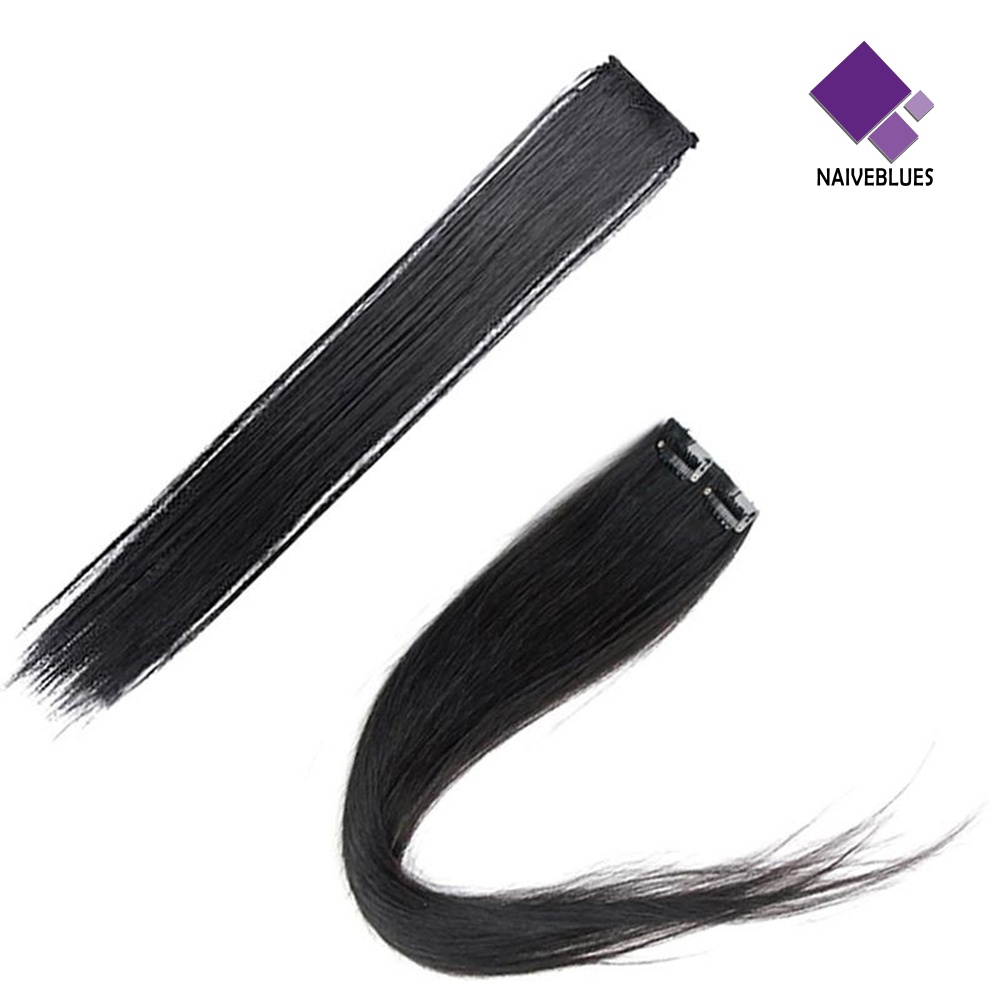 &lt; Naiveblues &gt; Wanita Tahan Lama 2klip Lurus Panjang Rambut Ekstensi Pesta Sopak Hadiah