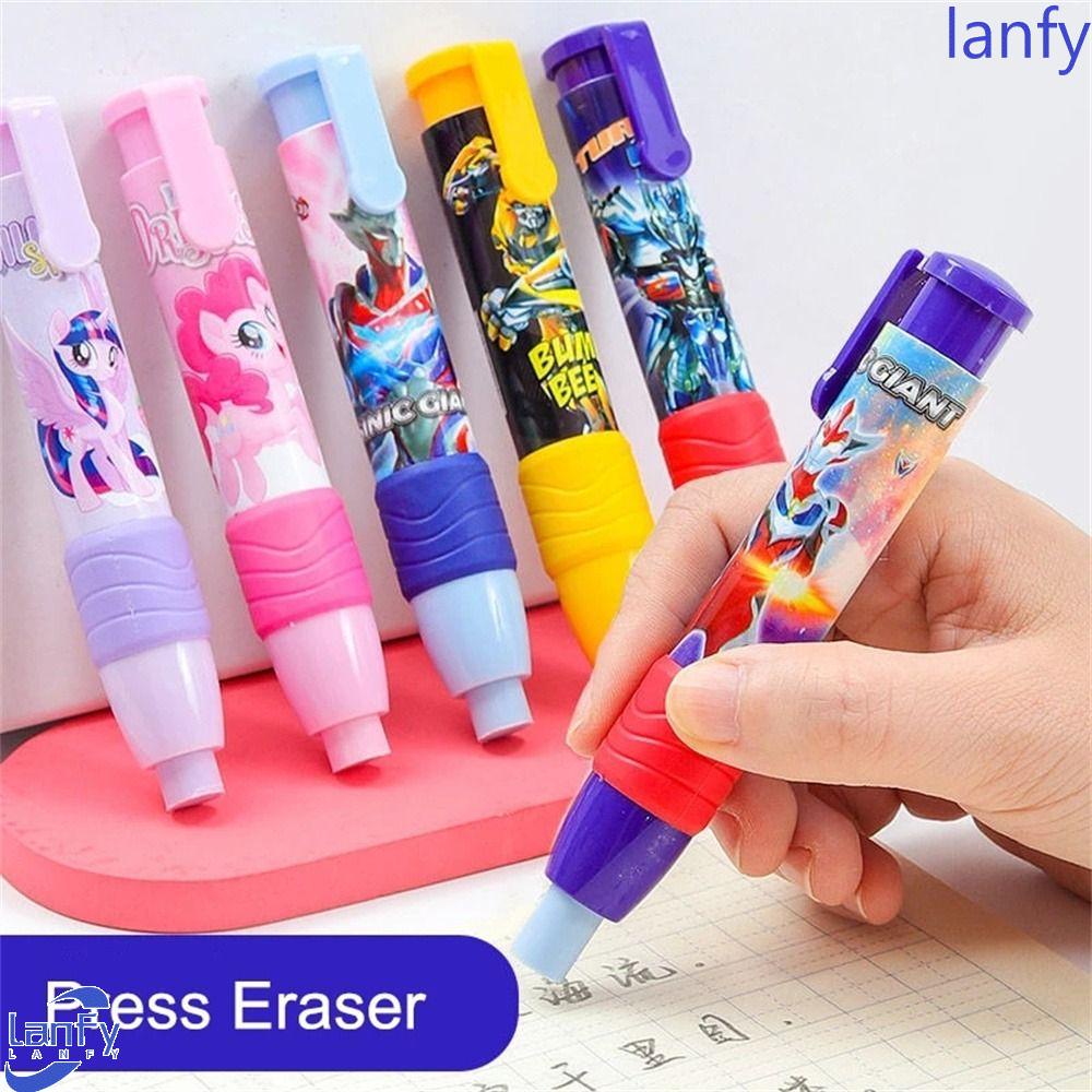 Lanfy Menekan Penghapus Sekolah Lucu Anak Hadiah Tergantikan Inti Kartun Bentuk Pulpen Jenis Eraser