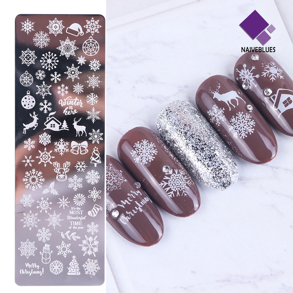 [naiveblues] Nail Art Stamping Plate Bening Ukiran Daun Bunga Stainless Steel DIY Template Kuku