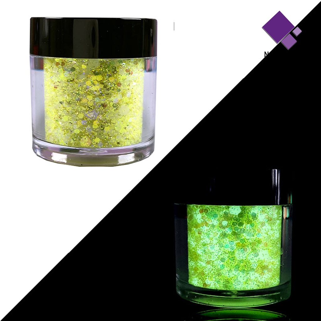 [naiveblues] 1botol Paku Serpihan Luminous Reflektif Saturasi Tinggi Gelap Glitters Nail Craft Filling