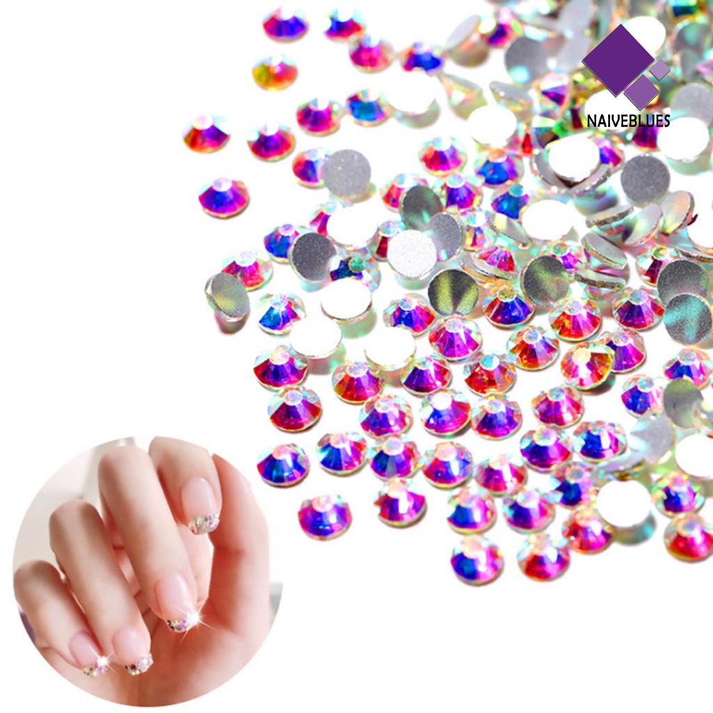 [naiveblues] 1440pcs Manicure Decoration DIY Mudah Di Aplikasikan Kaca Transparan Flat Bottom Untuk Telepon