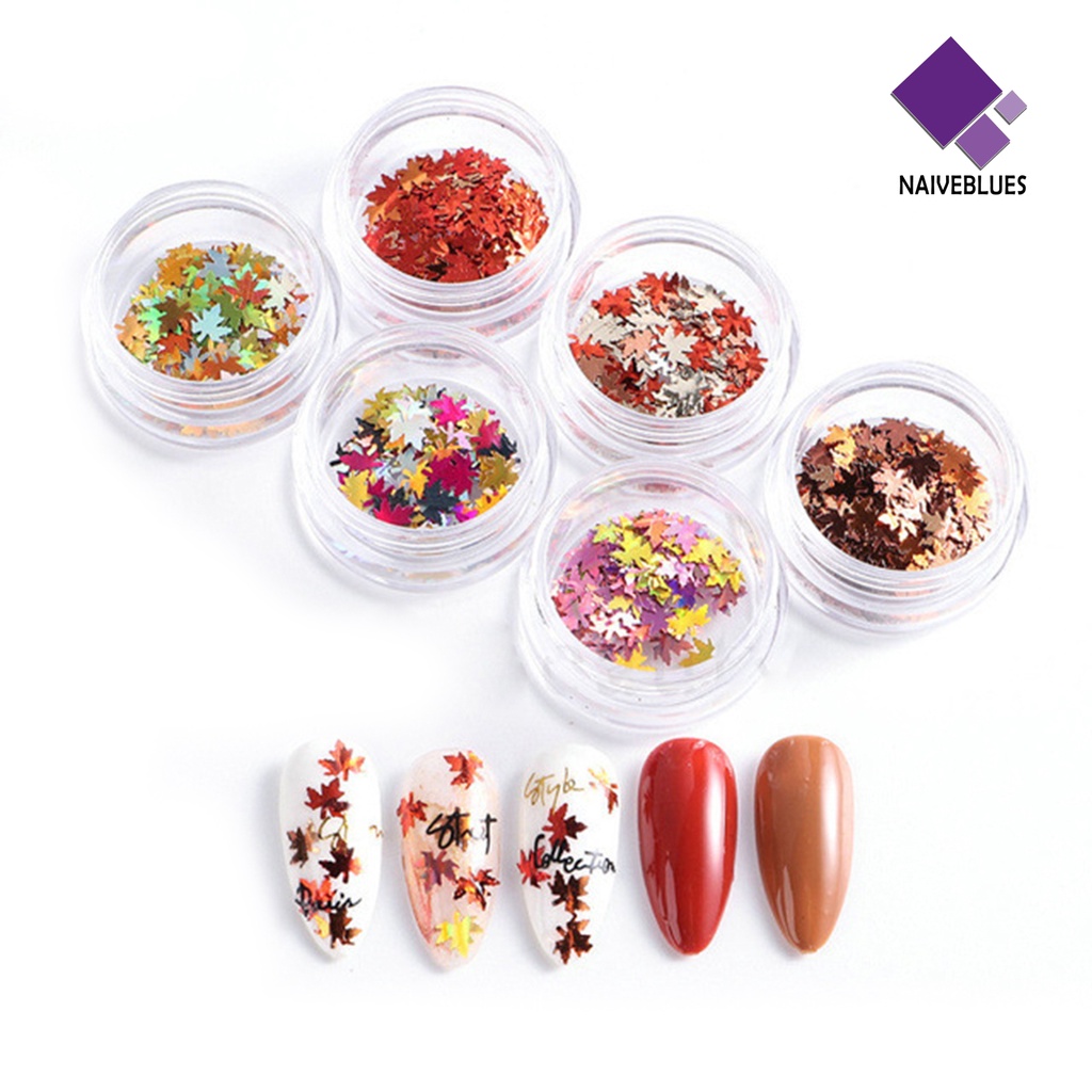 [naiveblues] 1set Nail Sequin Sparkling Ultra-Tipis Bersinar Visual Warna Vibrant Lebar Hias Mudah