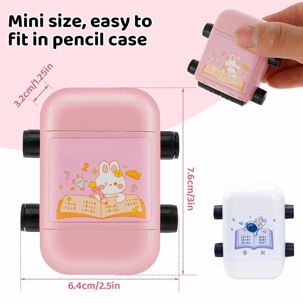 2in1 Math Roller Stamp Penambahan Pengurangan Perkalian Pembagian No-Repeat Math Practice Tool Number Rolling Seal Perlengkapan Siswa Sekolah Sd Mainan Edukasi Anak