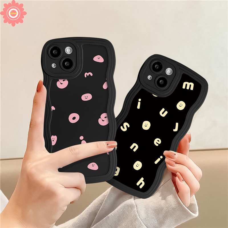 Casing Pinggiran Bergelombang Untuk Infinix Smart4 6 5plus Panas10 9 11 12 Play Hot 12i 10Lite 11s 20 9 10s 10 20s 8 12 Pro Note 10Pro 12 G96 Ins Couple Simple Kartun Alphabet Smile Soft Case