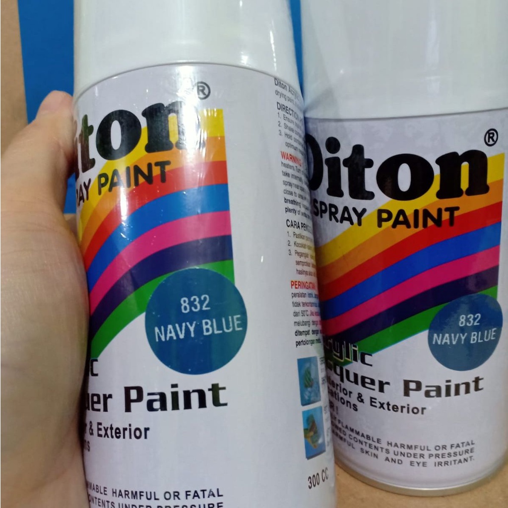 SOLID COLOURS DITON Spray Paint Acrylic Lacquer Paint Pilox Pilok Cat Semprot - 832 NAVY BLUE / BIRU NAVI / BIRU DONGKER (300cc / 300ml)