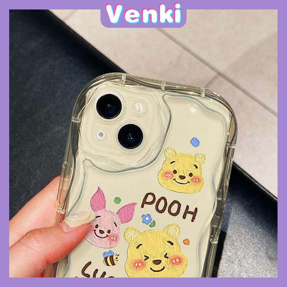 VENKI - For iPhone 11 iPhone Case 3D Curved Edge Wave Clear Case TPU Airbag Shockproof Camera Cover Cute Bear Compatible with iPhone 14 13 Pro max 12 Pro Max xr xs max 7 Plus 8