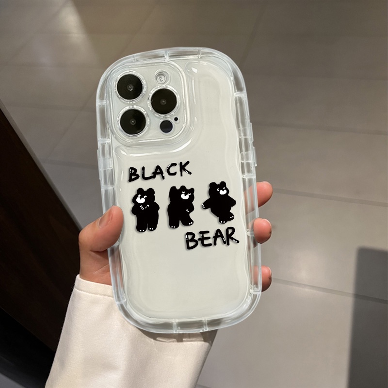 IPHONE Luck Bear Shockproof Case Kompatibel Untuk Casing Ponsel Iphone11 14 13 12 Pro XS Max X XR 7 +8 Plus Cover Silikon TPU Transparan Lembut