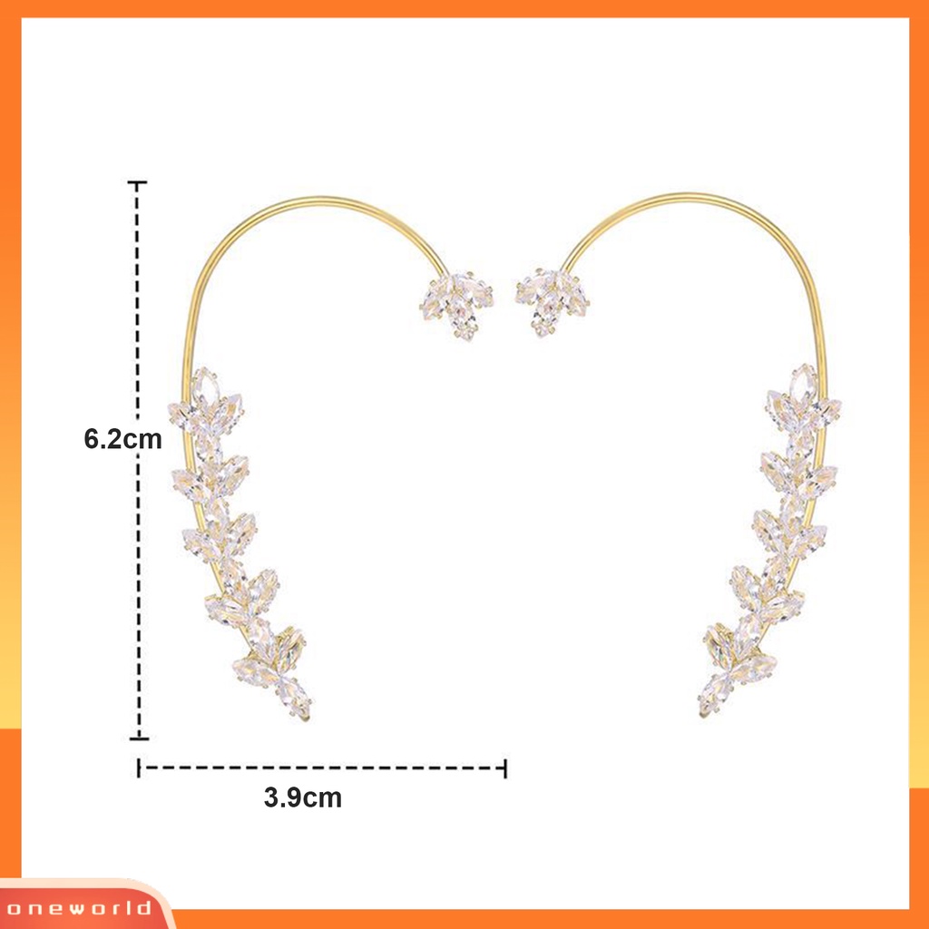 [EONE] 1 Pc Klip Anting Tanpa Tindik Mewah Temperamen Geometris High Gloss Hiasan Telinga Tahan Luntur Sederhana Berkilau Berlian Imitasi Daun Telinga Manset Perhiasan Aksesoris