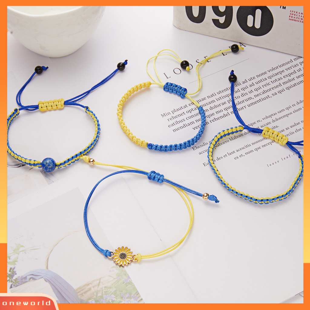 [EONE] Handmade Adjustable Rope Bracelet Cord Bendera Ukraina Warna Braided Wristband Properti Foto