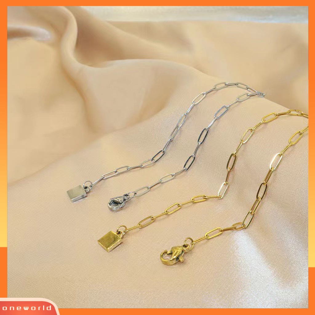 [EONE] Gelang Wanita Tidak Luntur Tebal Rantai Eye-catching Semua Pertandingan Adjustable Perhiasan Hadiah Berlapis Emas Wanita Square Pendant Chain Bracelet Dekorasi Untuk Kehidupan Sehari-Hari