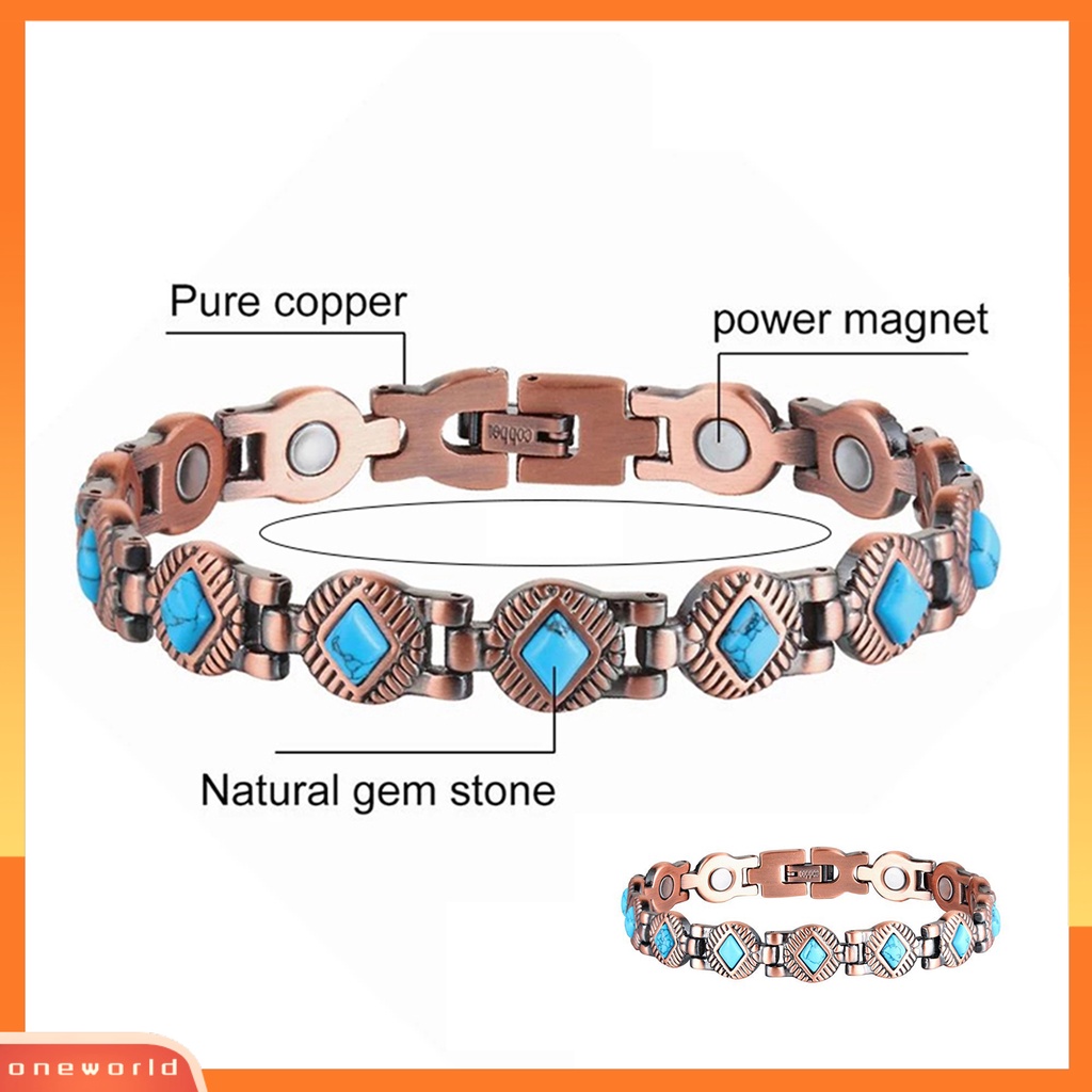 [EONE] Gelang Yoga Gaya Retro Buatan Turquoise Bentuk Belah Ketupat Electroplating Adjustable Hias Colorfast ic Therapy Energy Bracelet Perawatan Kesehatan