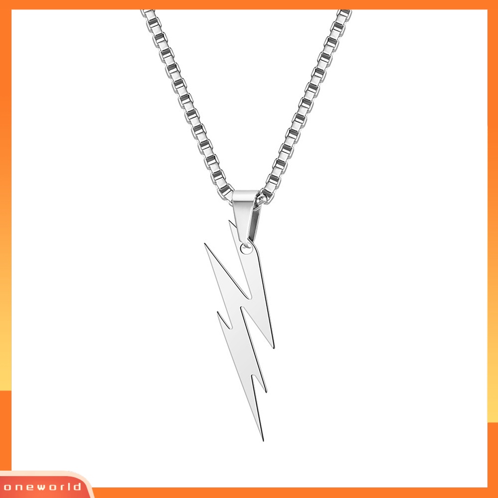 [EONE] Pria Liontin Kalung Unisex Rantai Warna Solid Thunder Flash Bentuk Leher Dekorasi Gaya Hip Hop Geometris Pria Kalung Dewasa Perhiasan