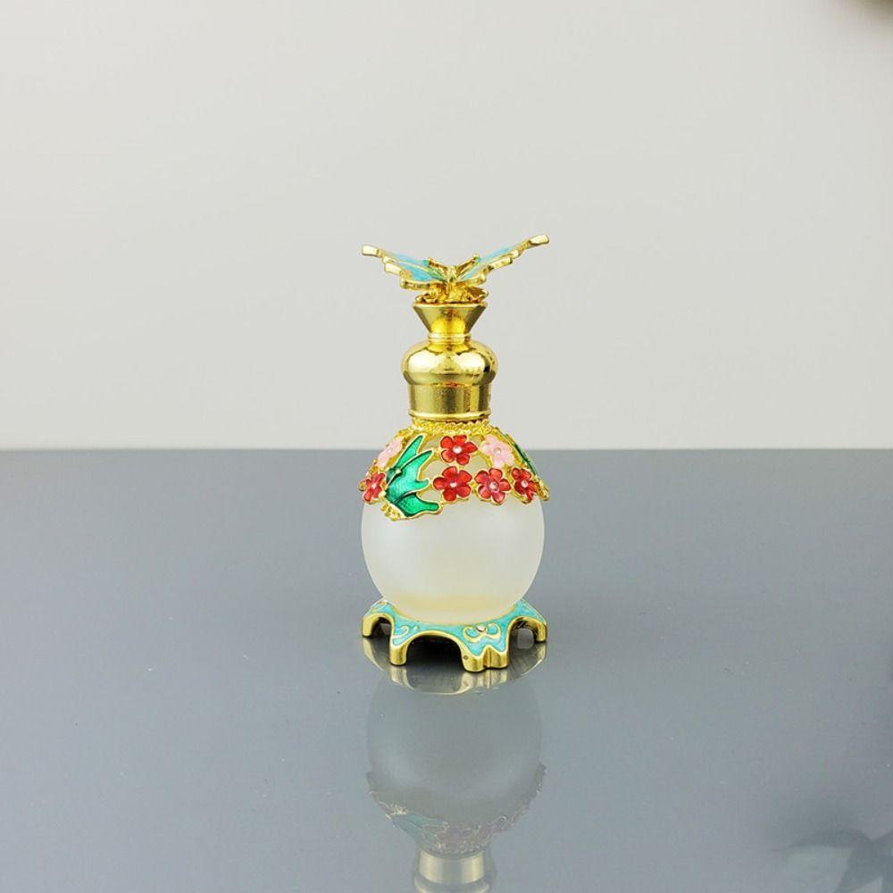 [Elegan] Butterfly Botol Parfum Portable Mewah Botol Isi Ulang Tutup Logam Lotion bottling Botol Dekorasi Pernikahan Hadiah Vintage Botol Minyak Esensial