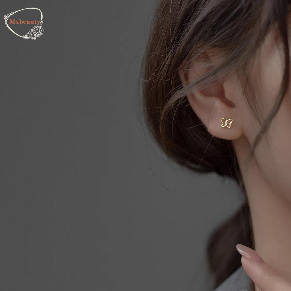 Mxbeauty Anting Kupu-Kupu Berongga Hadiah Ulang Tahun Little Fresh Senior Sense Anti-Alergi Cahaya Mewah Elemen Hewan Anting Gaya Korea