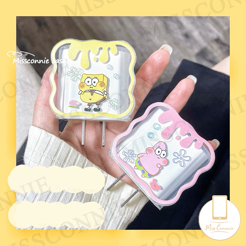 5in1 Cute Strawberry Bear Cartoon Toy Story Wavy Edge Data Cable Sleeve Set Kompatibel Untuk Apple18/20W Adaptor Charger Lembut TPU Cover Dengan Pelindung Gigitan Kabel SpongeBob Yang Indah