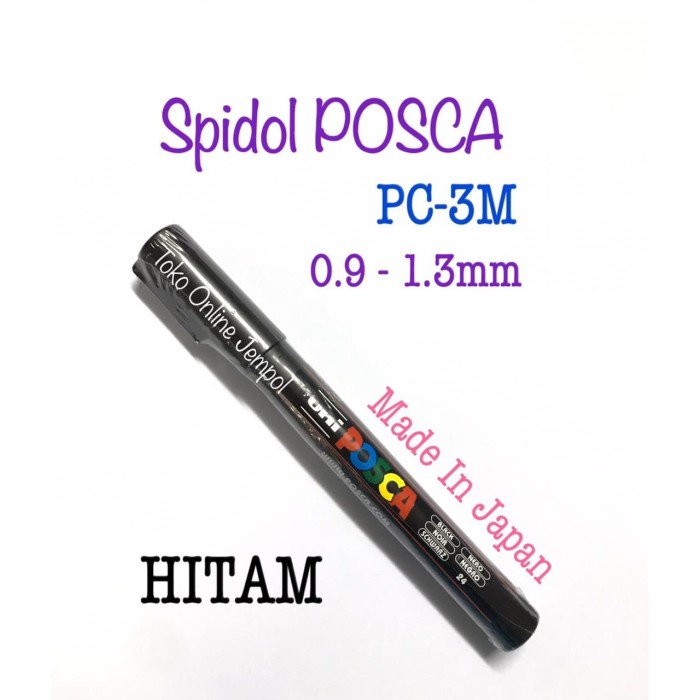 

HITAM Spidol POSCA Marker 0.9-1.3mm PC-3M Pen UNI kaca glass ATK0919PC