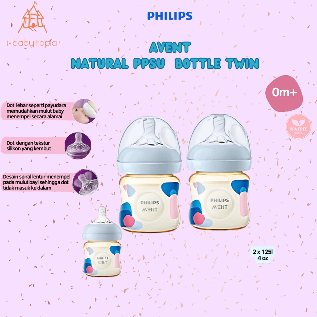 Avent Natural PPSU Bottle Twin 4oz Om+