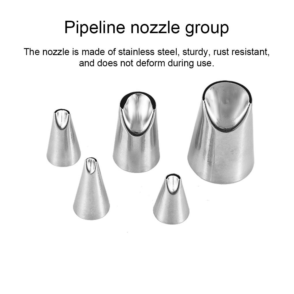 5pcs Piping Nozzle Tips Icing Nozel DIY Cupcake Dessert Dekorasi Gadget Dapur Tahan Air Baking Aksesoris