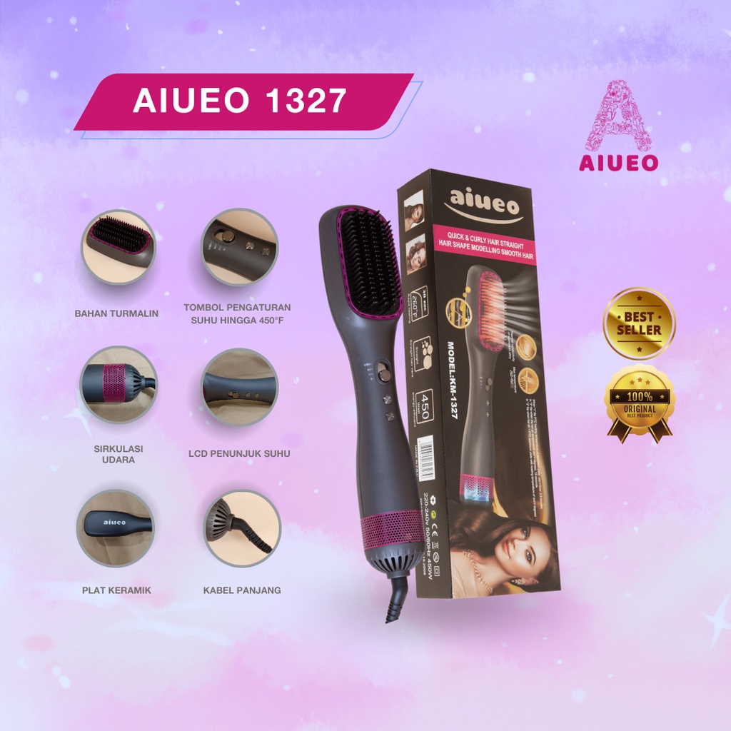 [GARANSI 18 BLN] •  Hair Dryer Sisir AIUEO 1327 Pengering Rambut dan Blow | Dryer Rambut Daya Rendah | HairDryer Sisir