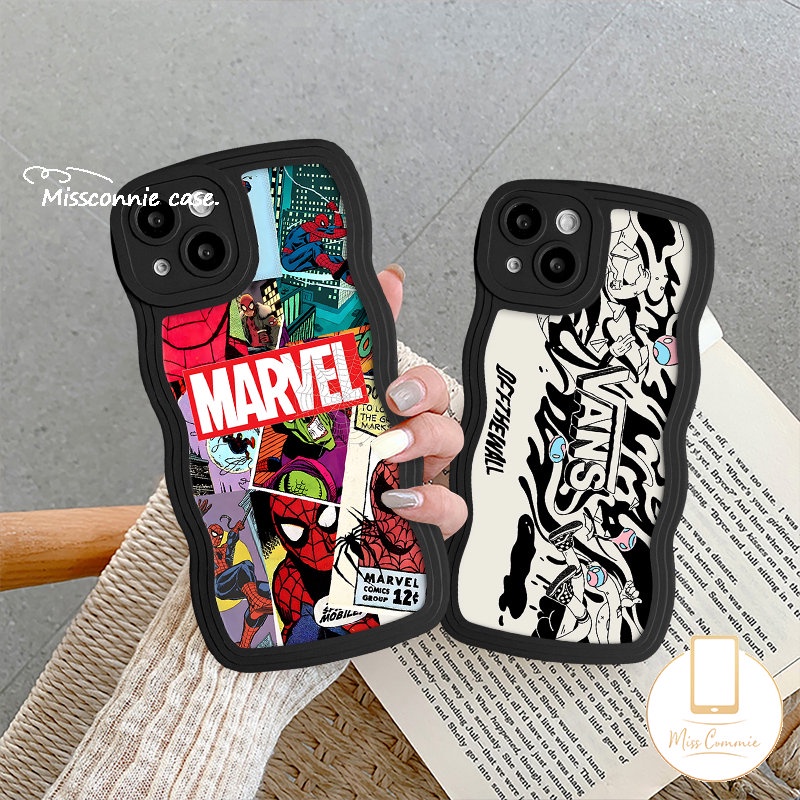 Untuk Oppo A95 A57 A15 A16 A96 A78 A53 A7 A16K A5 A16s A54 A74 A5s A3s A9 A76 A77s A1k A55 A12 A77 A17 A17K A5s Reno 8T 7Z 68z 8lembut Tpu Trendy V.ANS Anime M.ARVEL Wavy Casing Edge