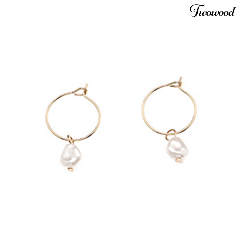 Twowood 6pasang Wanita Hadiah Perhiasan Ramah Kulit Bahan Alloy Anting Bentuk Kerang Mutiara Untuk Pesta