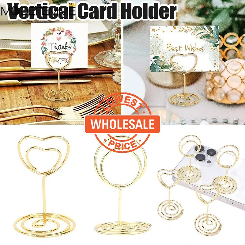 [Harga Grosir] Heart Round Penjepit Foto Nomor Meja Makan Display Holder Vertical Metal Name Card Fixing Clip Wedding Birthday Dekorasi Kartu Hadiah Pesan Kertas Berdiri