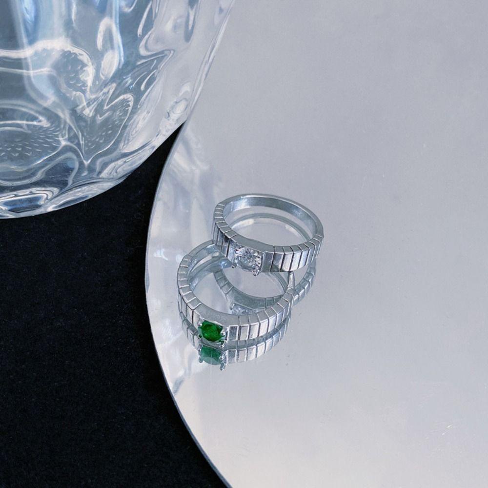 Mxbeauty Zirkon Terbuka Cincin Perak Hadiah Emas Wanita Pesona Adjustable Chic Sederhana Vintage Unisex Jari Cincin