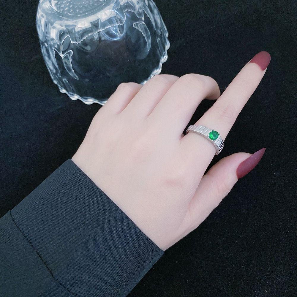 Mxbeauty Zirkon Terbuka Cincin Perak Hadiah Emas Wanita Pesona Adjustable Chic Sederhana Vintage Unisex Jari Cincin