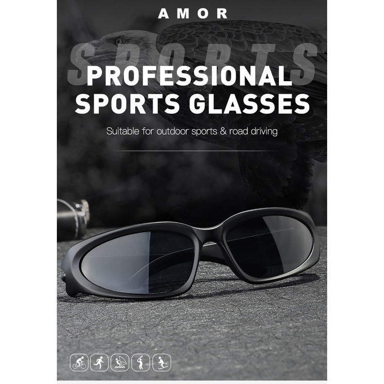 Y2k Hitam Kacamata Hitam Olahraga Luar Naik Pelindung Matahari Dan Tabir Surya Kacamata Hitam Pria Dan Wanita