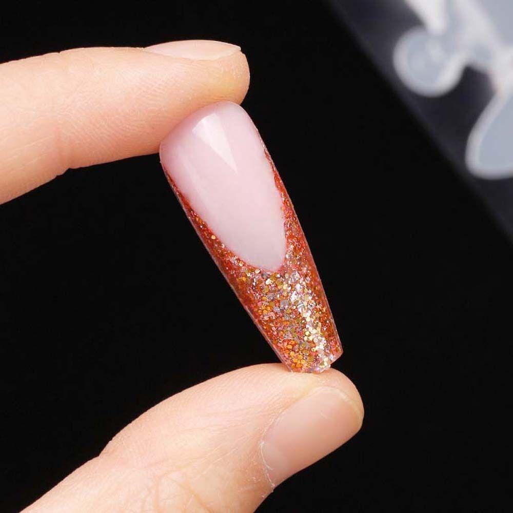 Mxbeauty Kuku Cetakan Stiker Wanita 12Pcs Tips Palsu Poli Dekorasi Kuku Garis Perancis Kuku Decals Paku Bentuk Ekstensi Gel Ekstensi Nail Mold