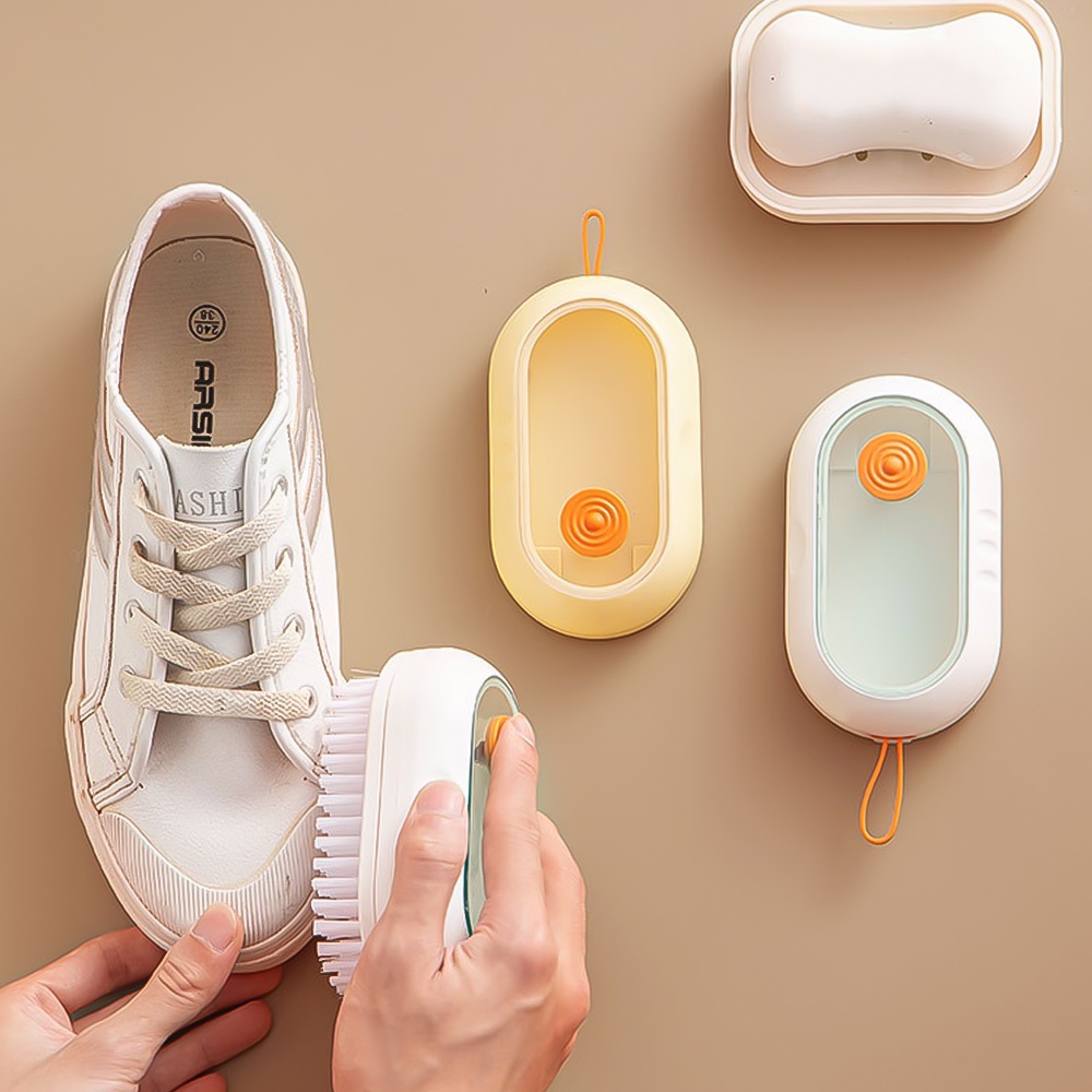 Sikat Cuci Baju Multifungsi Untuk Lantai Dinding Rumah Hemat Tenaga Kerja Sikat Pembersih Gagang Panjang Tipe Tekan Sikat Sepatu Cair Sabun Otomatis Lembut-bristled Tambah Cairan Shoe Brush