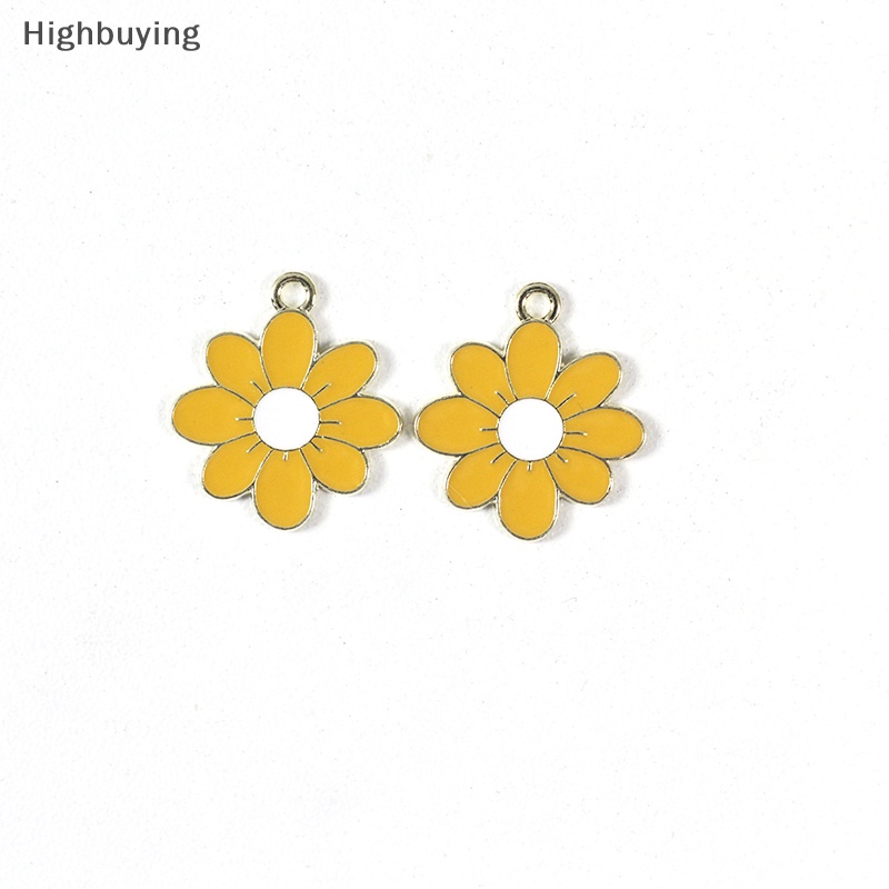 Hbid 10pcs Enamel Daisy Flower Ch Untuk Kalung Liontin Anting DIY Ch Glory