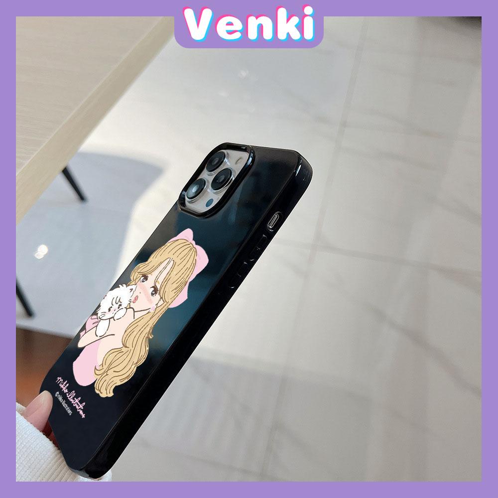 VENKI -For iPhone 11 iPhone Case Red Glossy TPU Soft Case Shockproof Protection Camera Beautiful Girl With Cat Compatible with iPhone 14 13 Pro max 12 Pro Max xr xs max 7 8Plus