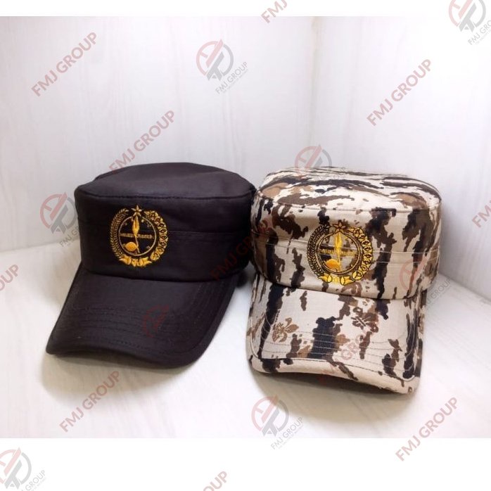 Topi Komando PRAMUKA Cokelat Kopi / Topi Komando Loreng Gurun Terbaru / Topi Komando Logo Pramuka