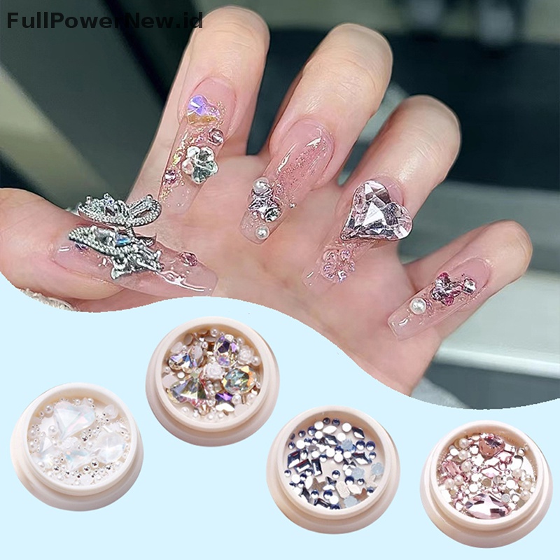 Power 1Box Nail Art 3D Campur Rhinestones Permata Ikatan Simpul Glitter Sequin Dekorasi Kuku Tips ID