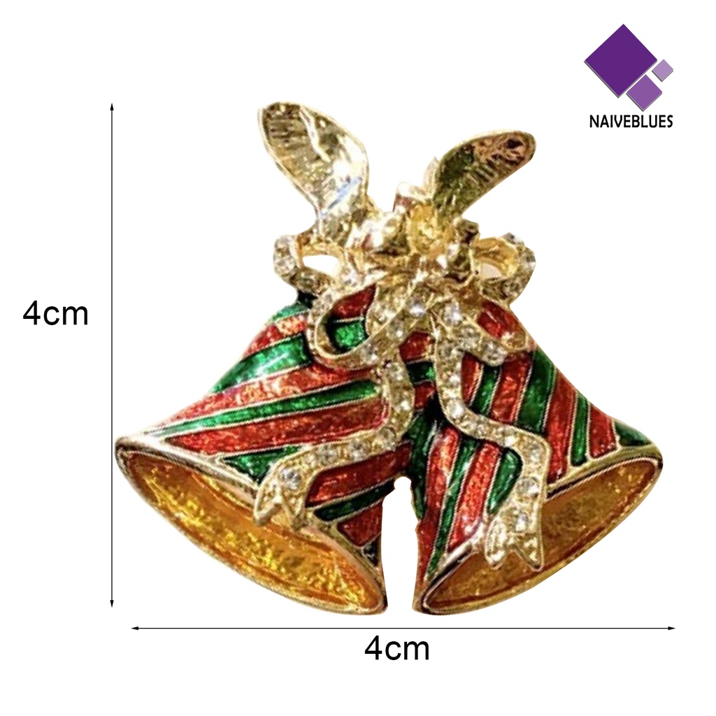 &lt; Naiveblues &gt; Bros Natal Meriah Enamel Mengkilap Berwarna Berlian Imitasi Mutiara Dekorasi Tahun Baru Xmas Elk